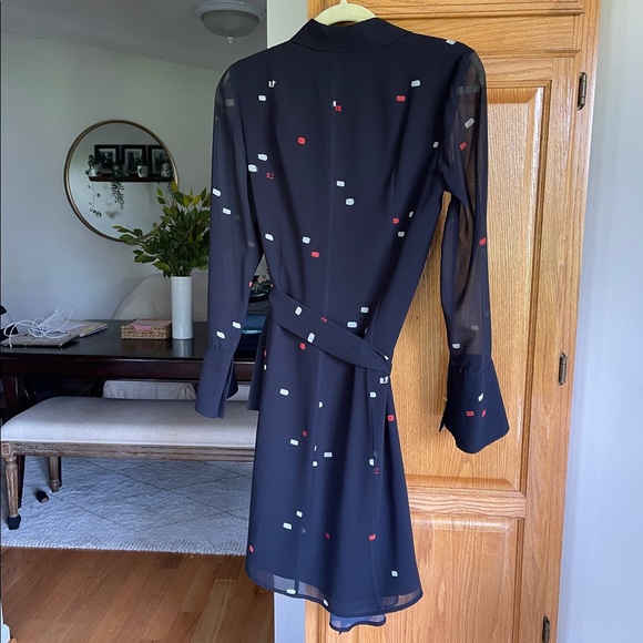 Grey Jason Wu Collared Button Down Black Belted Dress - Picture 4 of 7